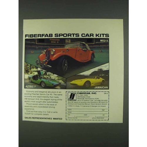 1978 Fiberfab MIGI II, Aztec 7 & Jamaican Car Kit Ad