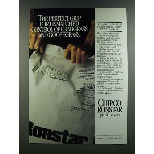 1986 Rhone-Poulenc Chipco Ronstar G Herbicide Ad