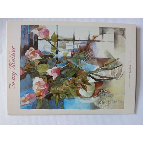 To My Mother Pink Roses Bouquet Card A5 Portrait