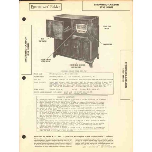 STROMBERG-CARLSON model 1235 AM FM SW radio phon Sams Photofact manual