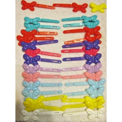 28 Goody Girls Plastic Butterfly Hair Barrettes Secure Pastel Vibrant Colored 09