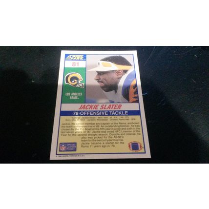 1990 Score Football Card # 081 Jackie Slater Excellent-Mint (6) Los Angeles Rams