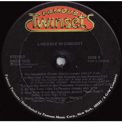Twinset stereo LP #PAS-2-1032 - "Liberace In Concert" - double LP - Gatefold!