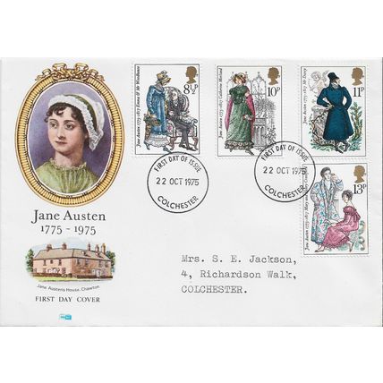 GB 1975 Jane Austen FDC Colchester pm