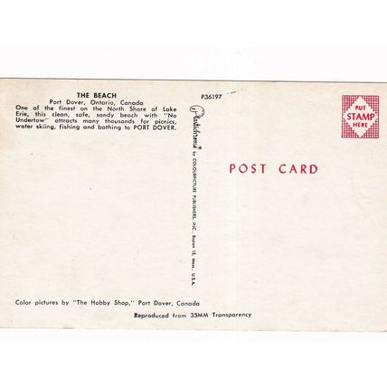 Port Dover Ontario The Beach Canada Plastichrome Postcard unposted VGC