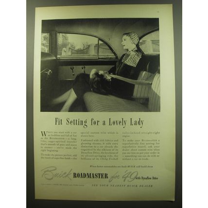 1949 Buick Roadmaster Car Ad - fit setting for a lovely lady