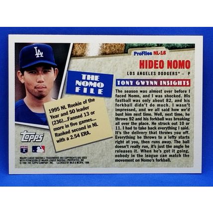 1996 Topps Profiles #NL18 Hideo Nomo