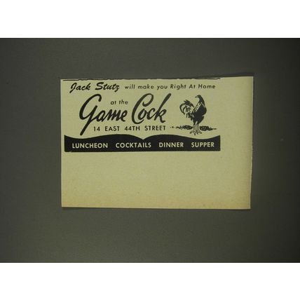 1956 Game Cock Restaurant Ad - Jack Stutz will make you Right At Home