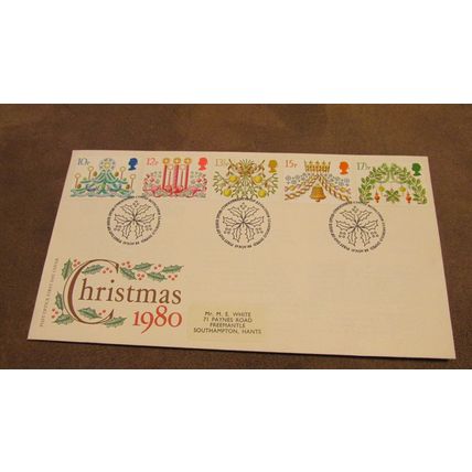 GB 1980 FDC Cover - Christmas set - Holly frank