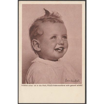 PFLUG-Hafermarkbrei, Kleindkind, Lotte Herrlich, c.1930 - Reklame AK