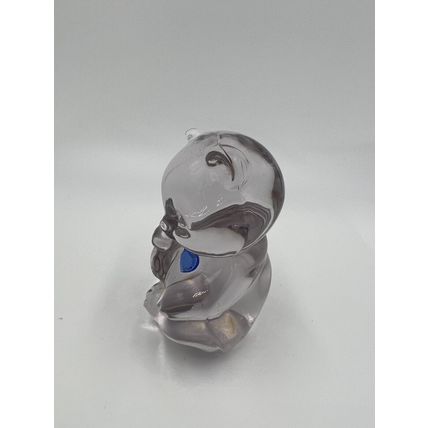 Fenton Glass Bear Figurine Pink Art Blue Heart Collectible USA Retired