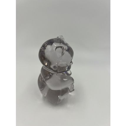Fenton Glass Bear Figurine Pink Art Blue Heart Collectible USA Retired
