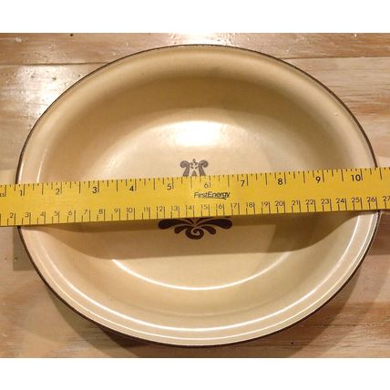 Vintage Pfaltzgraff Village Serving Bowl Baking Dish Oval Tan Floral Stamp