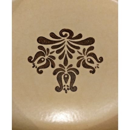 Vintage Pfaltzgraff Village Serving Bowl Baking Dish Oval Tan Floral Stamp