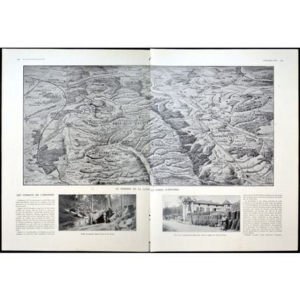 TERRAIN OF THE FIGHT IN THE ARGONNE FOREST 1915 FRANCE WORLD WAR I PRINT