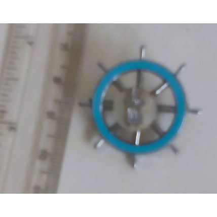 Vintage Pilgrim Fathers Mayflower Blue Enamel Ship's Wheel Brooch Badge Pin