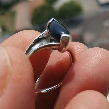 Minimalist Black Onyx silver Ring, Sterling Silver Ring, Gift, black Onyx stone