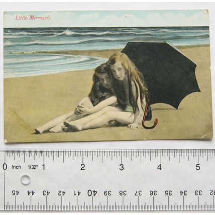 vintage postcard Little Mermaids