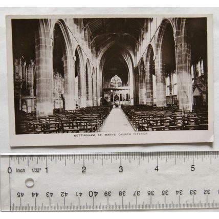 old postcard Nottingham, St Marys Church Inerior