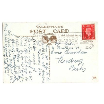 Postcard "Waldon Hill, Torquay (6)" + Empire Exhibition Slogan Postmark 1938