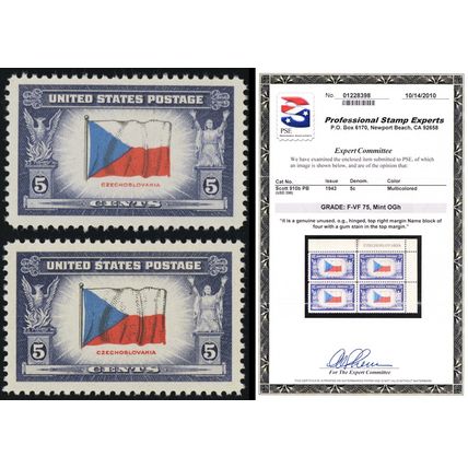 910b, Mint VF NH 5¢ - Reverse Printing of Flag Colors With PSE Cert Stuart Katz