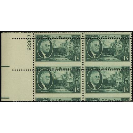 930, Mint NH 1¢ FDR - Scarce Misperforated Error Plate Block - Stuart Katz