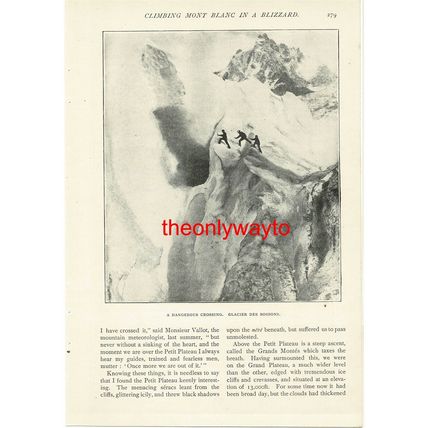 Dangerous Crossing, Glacier Des Boissons, Mont Blanc, Book Illustration, 1896