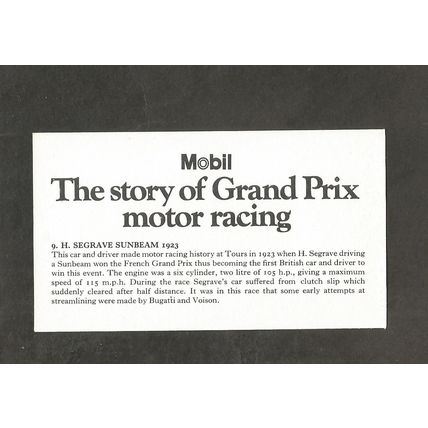 Cigarette Cards Mobil The Story of The Grand Prix 1971 #9 Sunbeam H Segrave