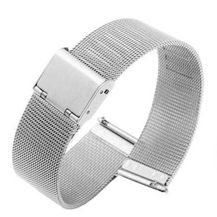 Gents Light Up Electro-Luminescent Face Silver Steel Milanese Strap Watch
