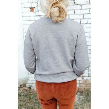 Gray MAMA Lightning Leopard Print Long Sleeve Sweatshirt