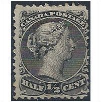 Canada 1868 1/2c Black Thin Paper SG46 Fine Used