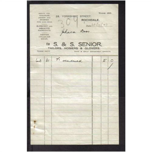 S & S SENIOR LTD, YORKSHIRE ST, ROCHDALE, 26-4-47