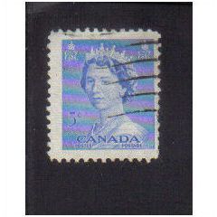 1953 canada queen elizabeth11 5c f/u sg454