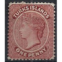 Turks Islands 1889 SG62 1d Crimson-Lake Mounted Mint .. .