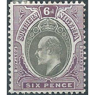 Southern Nigeria 1903 SG15 6d Grey-Black & Purple Mounted Mint . . ..
