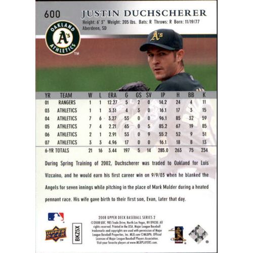 2008 Upper Deck Justin Duchscherer