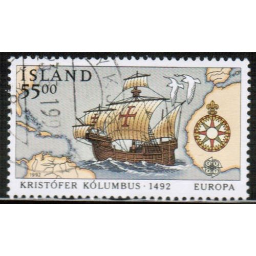 1992 Iceland Sc# 750 used - Columbus Ship 55.00 kr