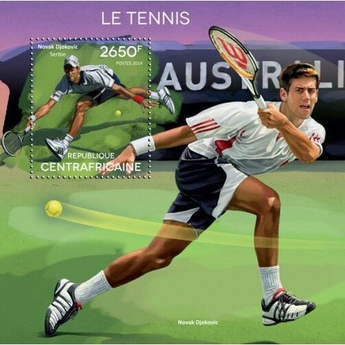 CENTRAL AFRICA 2014 SHEET MNH TENNIS PLAYERS SPORTS DJOKOVIC 5A