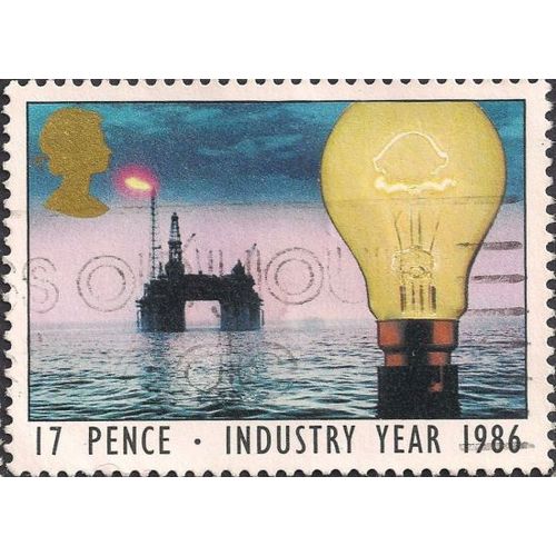 GB, North Sea Oil Drilling - Energy, blue 1986, 17p, #2