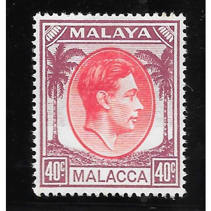 MALACCA MALAYA 1949 KG6 40c SG13 13 SG RED PURPLE MINT HINGED