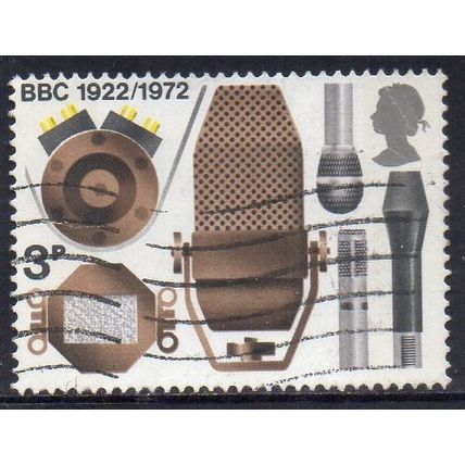GB 1972 50th Anniversary of BBC Broadcasting - Microphones 3p Used