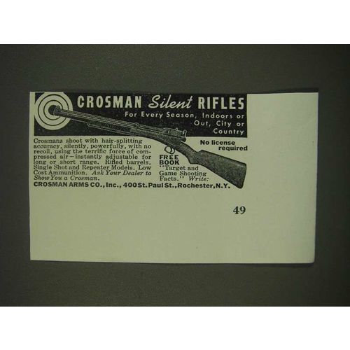 1940 Crosman Arms Silent Rifle Ad - for every season