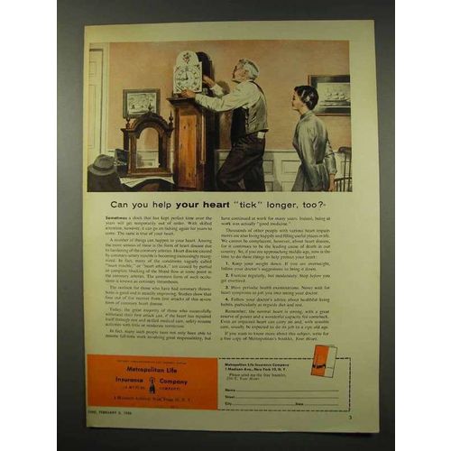 1956 Metropolitan Life Insurance Ad - Help Your Heart