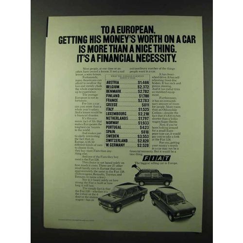 1973 Fiat 128 Station Wagon, 128 4-Door & 128 2-Door Ad