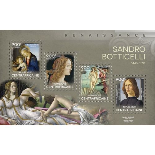 CENTRAL AFRICA 2014 SHEET MNH BOTTICELLI ART PAINTINGS ARTE PINTURAS 3