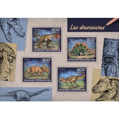 CENTRAL AFRICA 2014 SHEET MNH DINOSAURS DINOSAURES DINOSAURIERN DINOSSAUROS 2