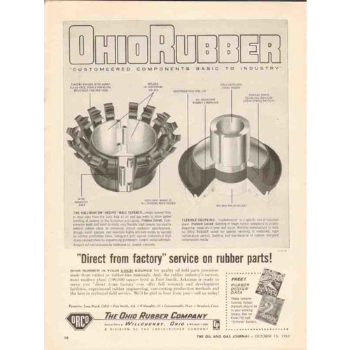 OHIO RUBBER COMPANY 1962 Recipo wall cleaner coupling oil vintage ad