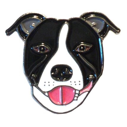Black & White Staffordshire Bull Terrier Dog Metal Enamel Staffie Pin Badge 20mm