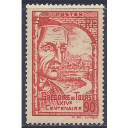 France SG649 - YT442, 1939 Saint Gregory of Tours 90c MH*