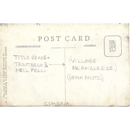 Troutbeck & Mell Fell - nr Ambleside - Cumbria - Vintage Postcard